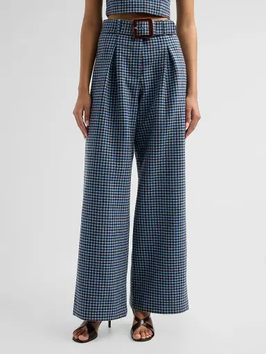 Cara Cara Women's Soho Plaid Wool Wide-Leg Pants | Thumbnail 4 Cara Cara Women's Soho Plaid Wool Wide-Leg Pants | Thumbnail 4