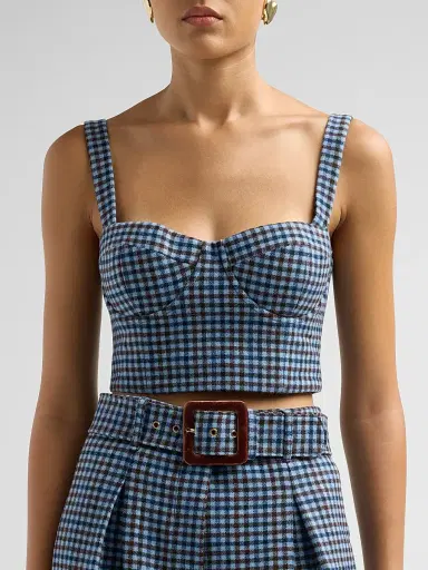 Cara Cara Women's Claudine Plaid Wool Bustier Top | Thumbnail 5 Cara Cara Women's Claudine Plaid Wool Bustier Top | Thumbnail 5