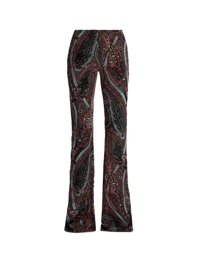 Women's Velvet Paisley Sheer Kick Flare Leggings
