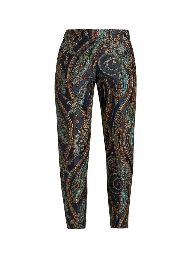 Women's Satin Paisley Tapered Trousers