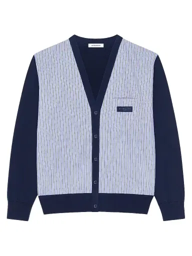 Givenchy Men's Striped Cardigan in Cotton with Gros Grain Detail | Thumbnail 1 Givenchy Men's Striped Cardigan in Cotton with Gros Grain Detail | Thumbnail 1