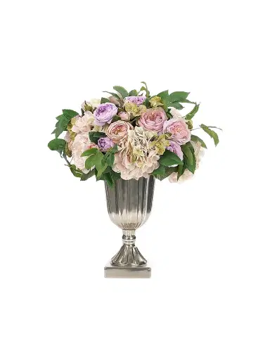 NDI Hydrangeas & Roses Faux-Floral Arrangement in Pottery Urn | Thumbnail 1