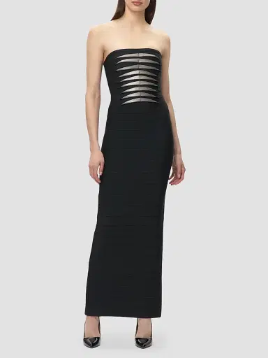 Hervé Léger Women's The Metallic Kayla Bandage Strapless Gown | Thumbnail 2