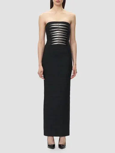 Hervé Léger Women's The Metallic Kayla Bandage Strapless Gown | Thumbnail 4