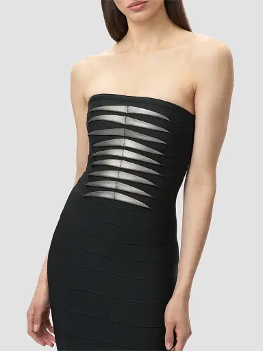 Hervé Léger Women's The Metallic Kayla Bandage Strapless Gown | Thumbnail 5