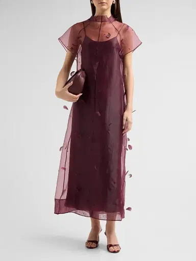 Simkhai Women's Pauline Embellished Semi-Sheer A-Line Midi Dress | Thumbnail 2