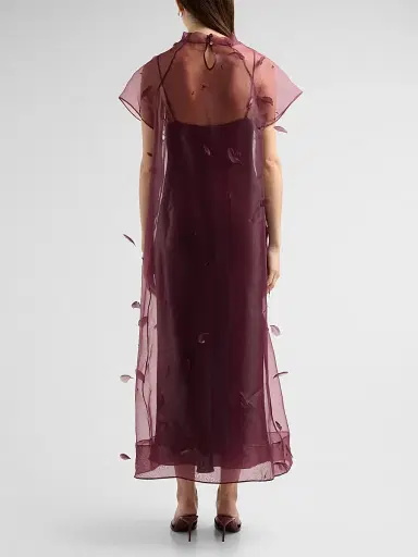 Simkhai Women's Pauline Embellished Semi-Sheer A-Line Midi Dress | Thumbnail 3