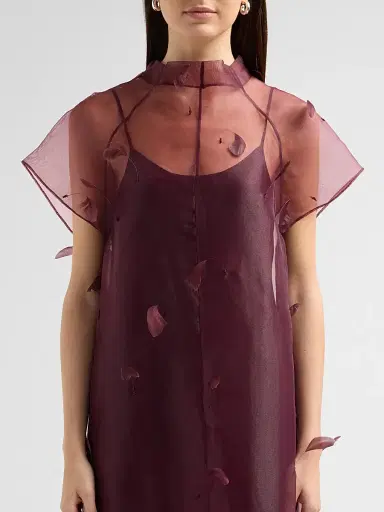 Simkhai Women's Pauline Embellished Semi-Sheer A-Line Midi Dress | Thumbnail 5