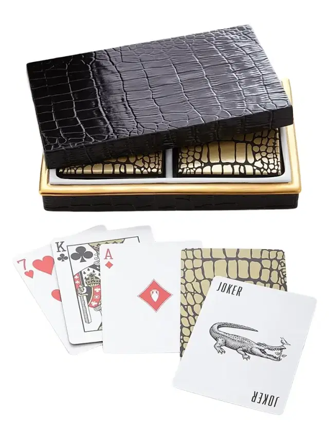 L'Objet Crocodile-Embossed Playing Cards Box