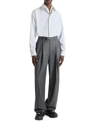 Givenchy Men's Double Pleated Striped Pants in Wool | Thumbnail 2
