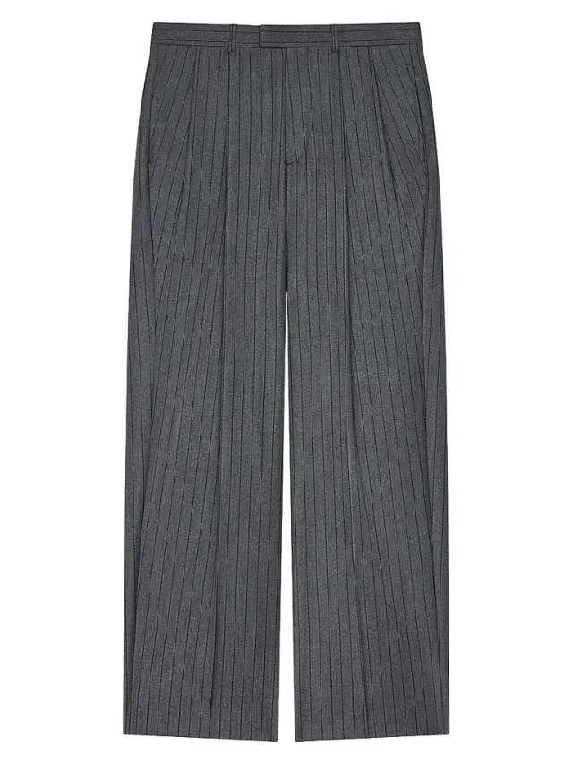 Givenchy Men's Double Pleated Striped Pants in Wool
