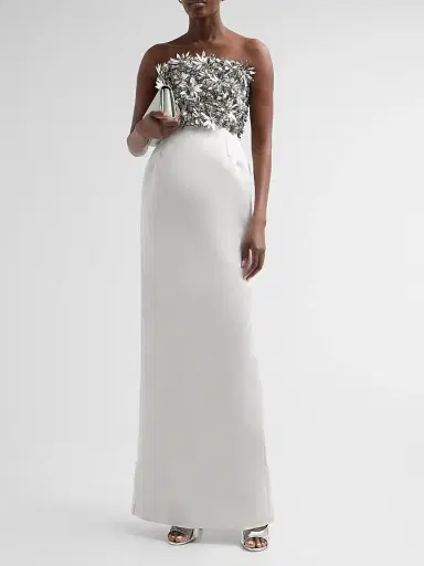 Atelier Prabal Gurung Women's Floral-Embellished Strapless Column Gown | Thumbnail 2