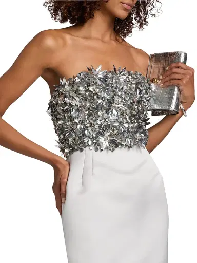 Atelier Prabal Gurung Women's Floral-Embellished Strapless Column Gown | Thumbnail 6