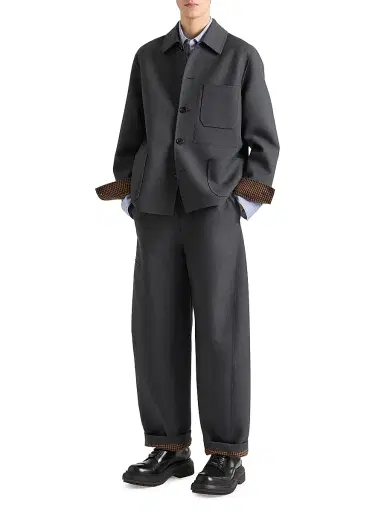 Givenchy Men's Overshirt in Wool with Checked Reverse | Thumbnail 2