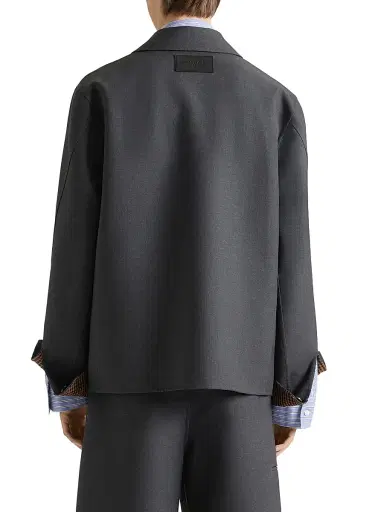 Givenchy Men's Overshirt in Wool with Checked Reverse | Thumbnail 4