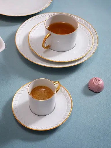 L'Objet Neptune 2-Piece Porcelain & 24K Gold Espresso Cup & Saucer Set | Thumbnail 2