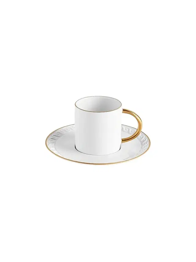 L'Objet Neptune 2-Piece Porcelain & 24K Gold Espresso Cup & Saucer Set