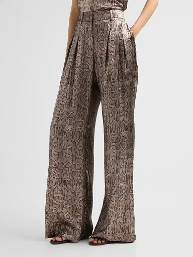 Ramy Brook Women's Oscar Metallic Python-Print Wide-Leg Pants | Thumbnail 4 Ramy Brook Women's Oscar Metallic Python-Print Wide-Leg Pants | Thumbnail 4
