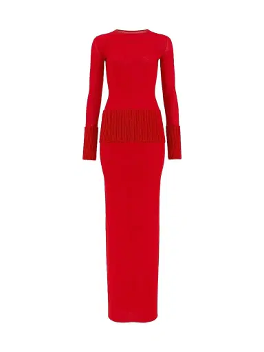 Alaïa Women's Multi-Gauge Wool Body-Con Maxi Dress | Thumbnail 1