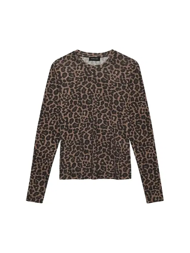 Anine Bing Women's Sylvie Leopard-Print Wool-Blend T-Shirt