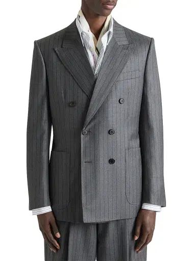 Givenchy Men's Double-Breasted Fitted Striped Jacket in Wool | Thumbnail 3