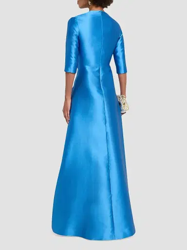 Reem Acra Women's Mikado Embroidered Three-Quarter Sleeve Gown | Thumbnail 3