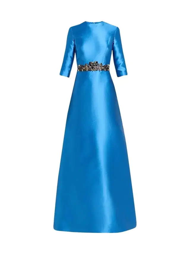 Reem Acra Women's Mikado Embroidered Three-Quarter Sleeve Gown
