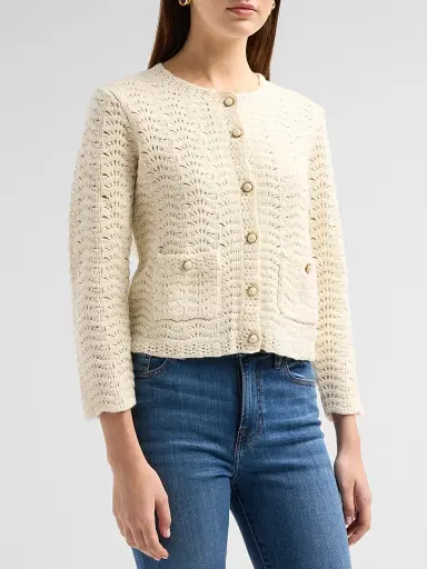 Frame Women's The Chevron Knit Cardigan | Thumbnail 4