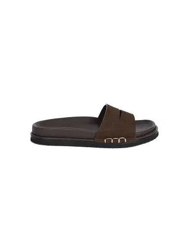 JW Anderson Women's Penny Loafer-Style Suede Slide Sandals | Thumbnail 1