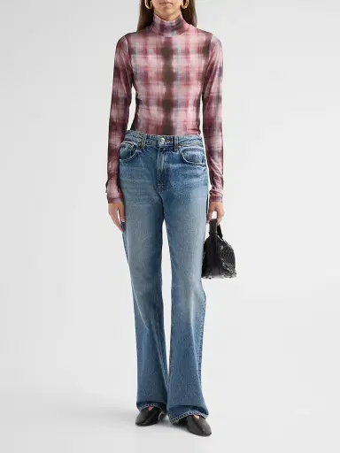 rag & bone Women's Yana Plaid Turtleneck Top | Thumbnail 2