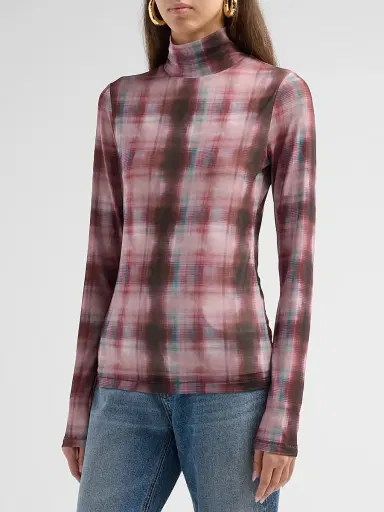 rag & bone Women's Yana Plaid Turtleneck Top | Thumbnail 4