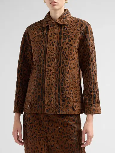Kobi Halperin Women's Lana Leopard-Print Embellished Suede Jacket | Thumbnail 4
