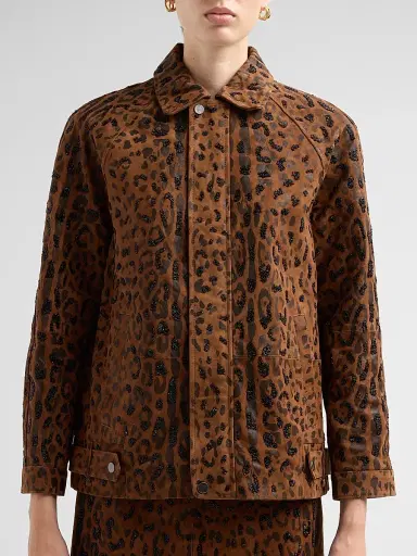 Kobi Halperin Women's Lana Leopard-Print Embellished Suede Jacket | Thumbnail 5