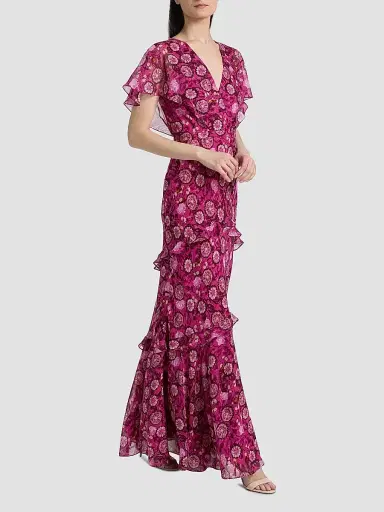 Saloni Women's Sarita Floral Silk Maxi Dress | Thumbnail 2