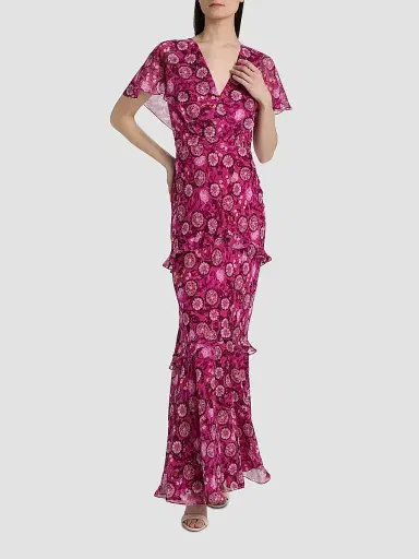 Saloni Women's Sarita Floral Silk Maxi Dress | Thumbnail 3