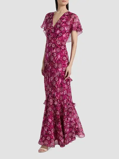 Saloni Women's Sarita Floral Silk Maxi Dress | Thumbnail 4