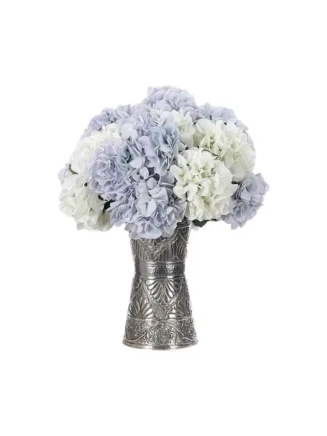 NDI Faux Hydrangeas In Silver Vase