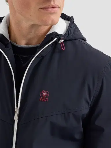 Brunello Cucinelli Men's Bonded Nylon Hooded Outerwear Jacket with Thermore Padding and Logo | Thumbnail 6