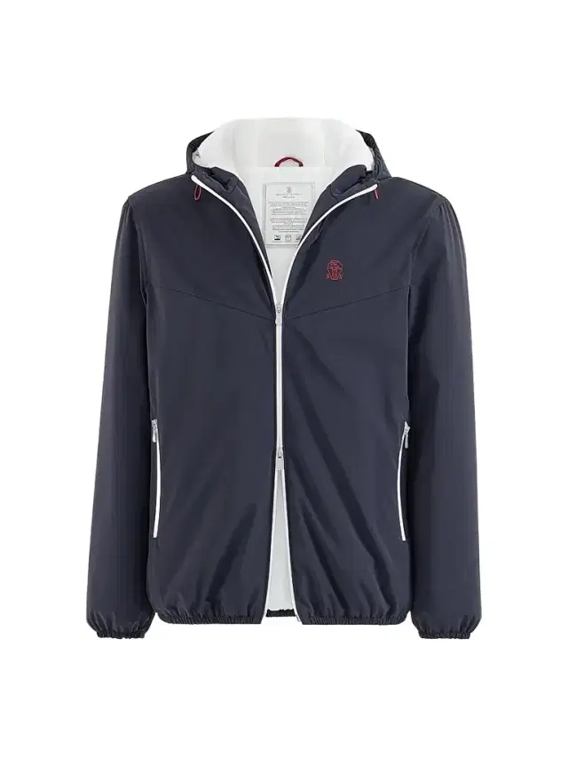 Brunello Cucinelli Men's Bonded Nylon Hooded Outerwear Jacket with Thermore Padding and Logo