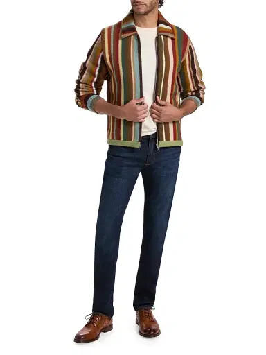 Paul Smith Men's Striped Wool Zip-Front Cardigan | Thumbnail 2