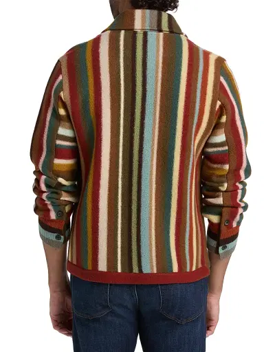 Paul Smith Men's Striped Wool Zip-Front Cardigan | Thumbnail 5