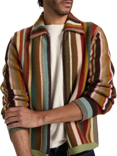 Paul Smith Men's Striped Wool Zip-Front Cardigan | Thumbnail 6