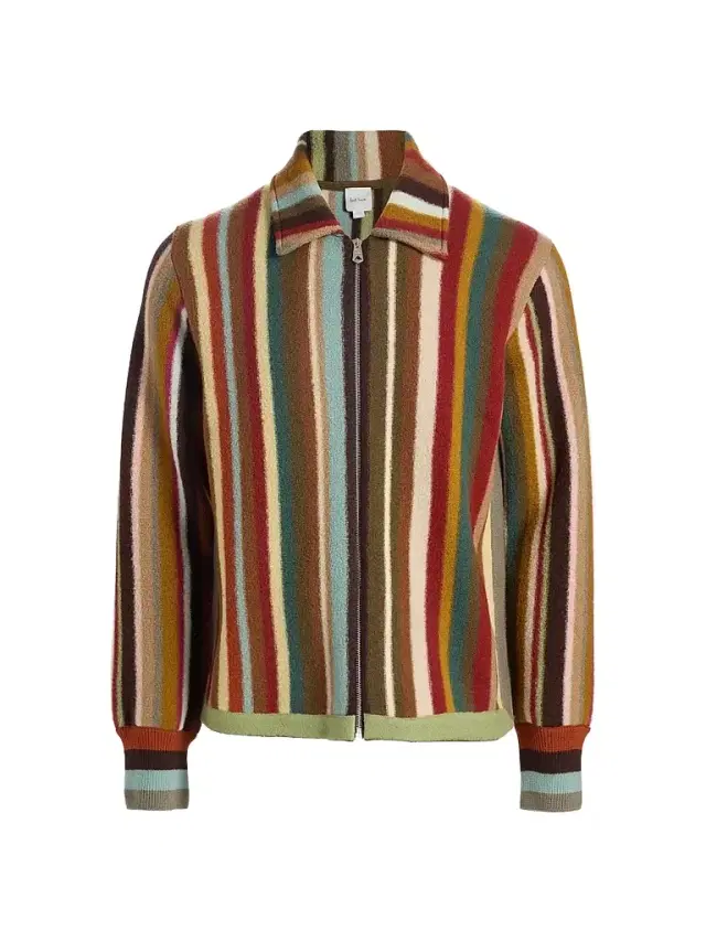 Paul Smith Men's Striped Wool Zip-Front Cardigan