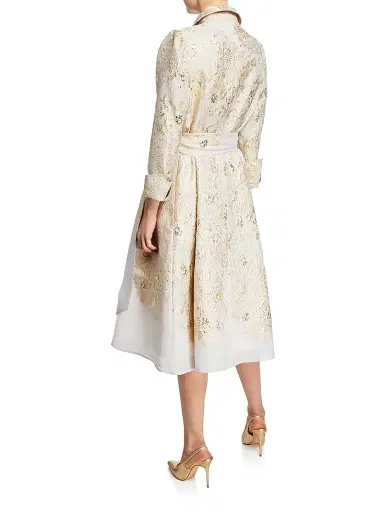 Teri Jon by Rickie Freeman Women's Point Collar Metallic Jacquard Cocktail Dress | Thumbnail 4 Teri Jon by Rickie Freeman Women's Point Collar Metallic Jacquard Cocktail Dress | Thumbnail 4
