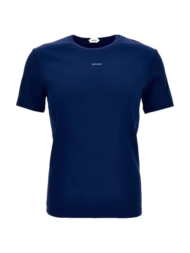 Versace Men's Logo Rib-Knit Cotton Crewneck T-Shirt