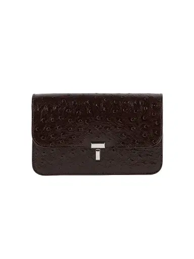TOTEME Women's T-Lock Ostrich-Embossed Crossbody Bag | Thumbnail 1 TOTEME Women's T-Lock Ostrich-Embossed Crossbody Bag | Thumbnail 1
