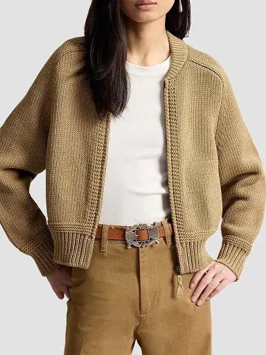 Polo Ralph Lauren Women's Cotton-Blend Full-Zip Sweater | Thumbnail 4 Polo Ralph Lauren Women's Cotton-Blend Full-Zip Sweater | Thumbnail 4