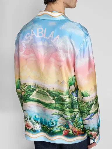Casablanca Men's Silk Long-Sleeve Camp Shirt | Thumbnail 5