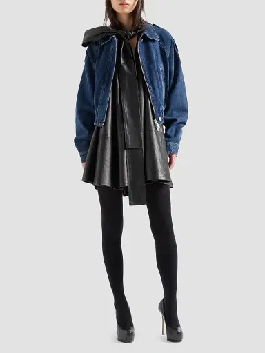 7 For All Mankind Women's Aviator Denim Crop Jacket | Thumbnail 2 7 For All Mankind Women's Aviator Denim Crop Jacket | Thumbnail 2