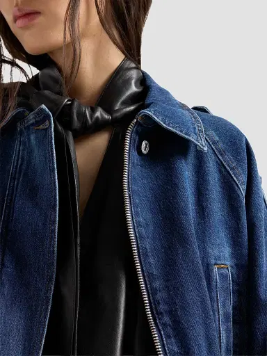 7 For All Mankind Women's Aviator Denim Crop Jacket | Thumbnail 5 7 For All Mankind Women's Aviator Denim Crop Jacket | Thumbnail 5